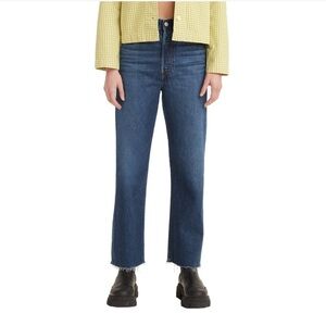 Levis Ribcage Ankle raw hem Noe Down Wash Womens denim blue jeans 29 Premium